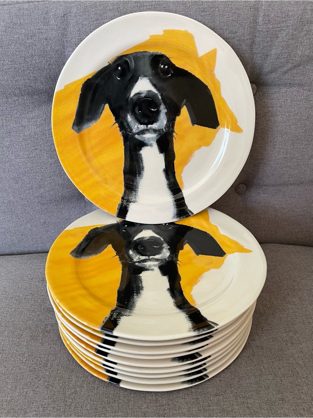 RARE Sally Muir Dog-a-Day Dessert Plate Set of 10